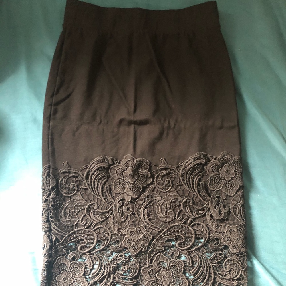 Black lace pencil skirt